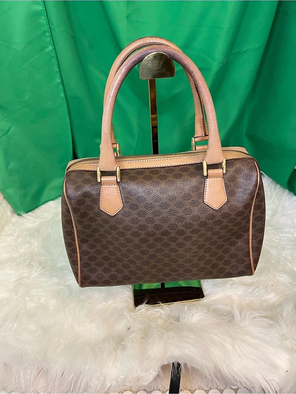 Vintage Celine Macadam Monogram Boston Bag - Authentic Pre-Loved Speedy Style